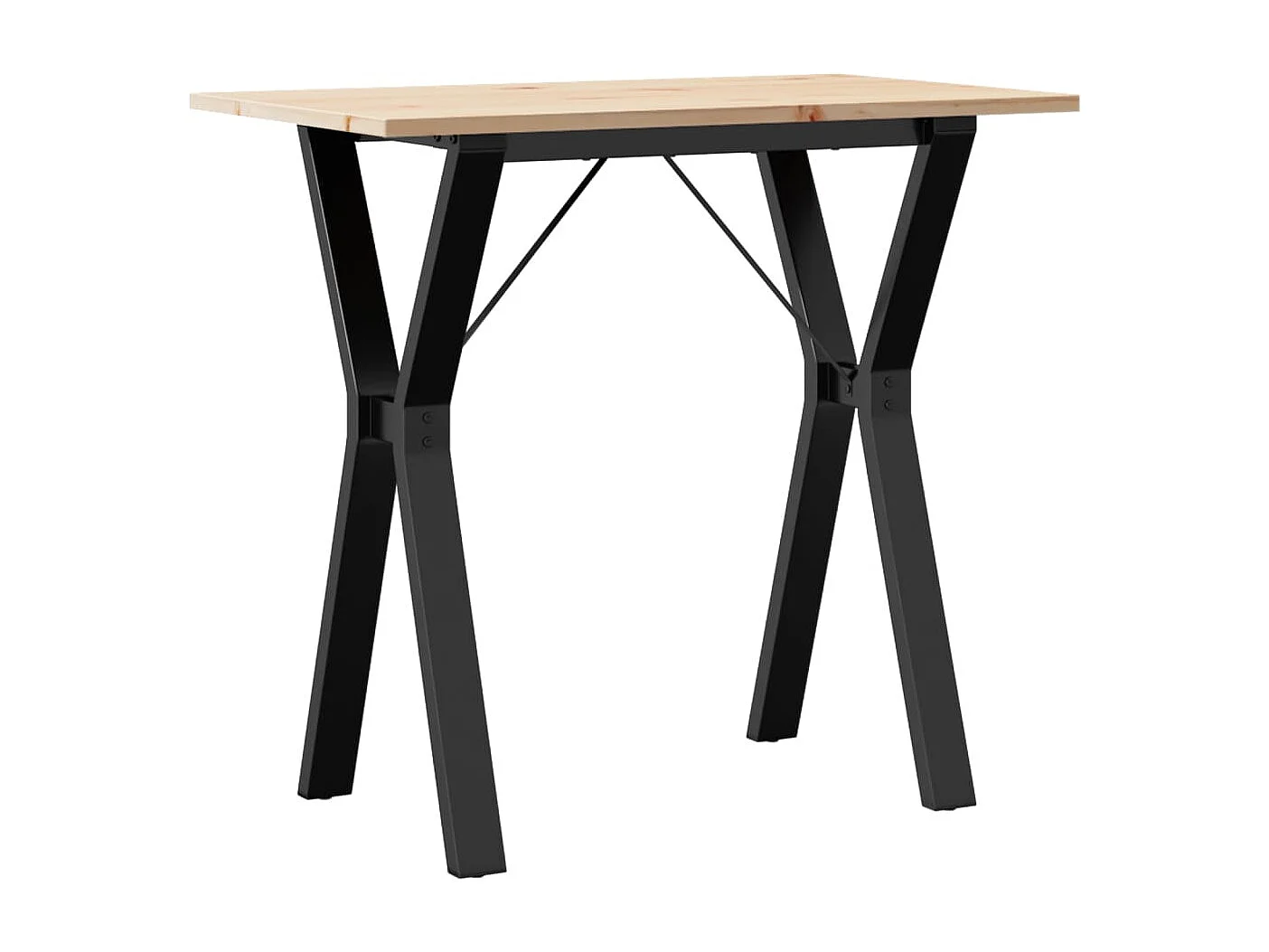 Mesa de comedor marco Y madera maciza pino y hierro 80x50x75 cm