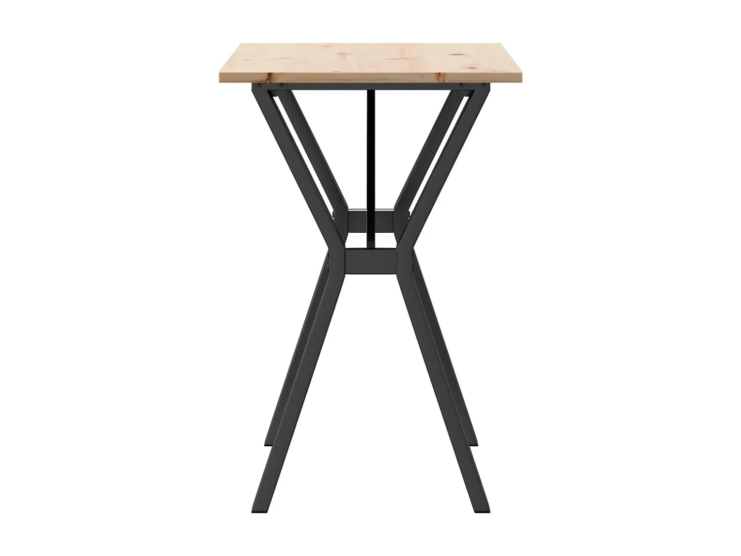 Mesa de comedor marco Y madera maciza pino y hierro 80x50x75 cm