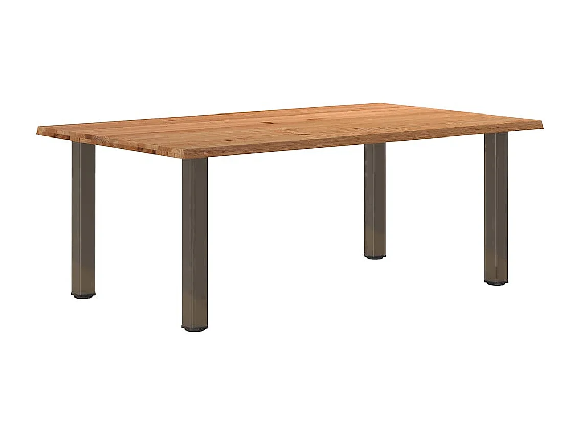 Table à manger marron clair bois de chêne massif rectangulaire