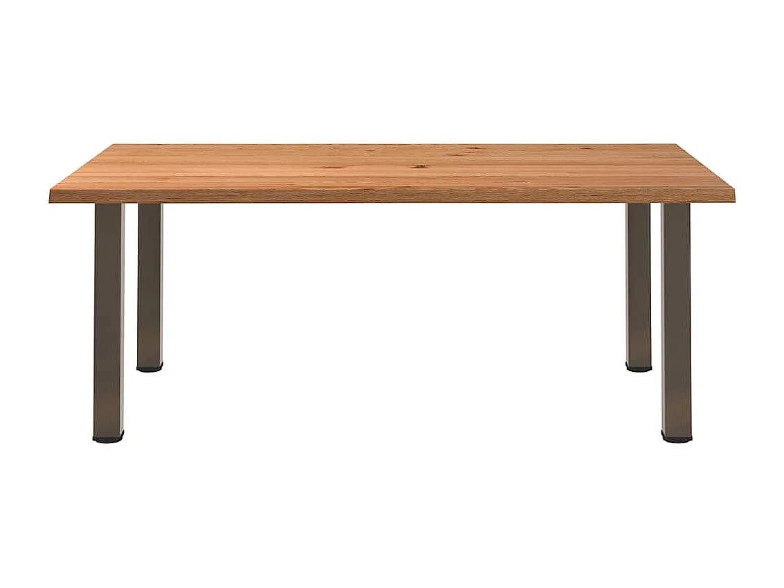 Table à manger marron clair bois de chêne massif rectangulaire