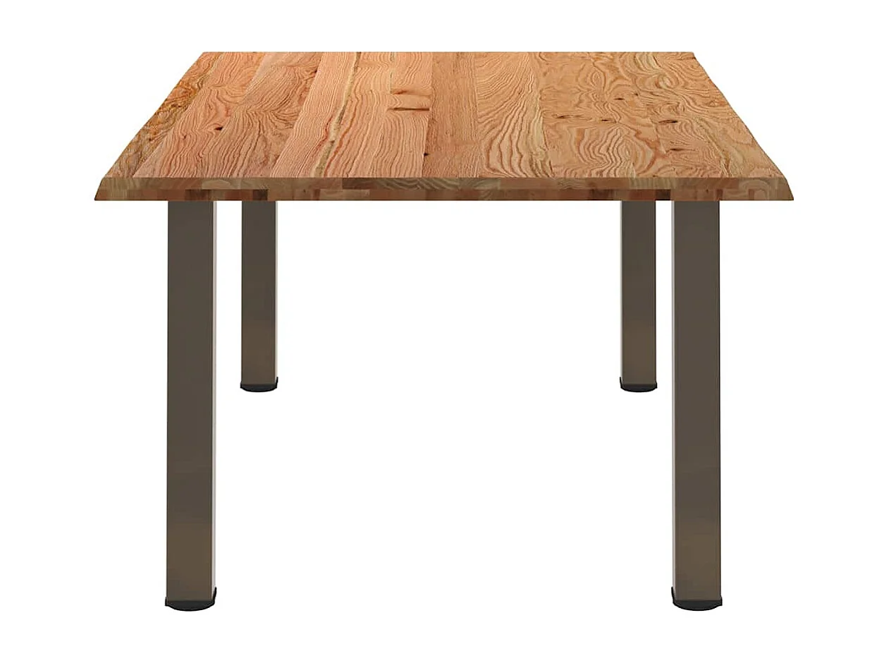 Table à manger marron clair bois de chêne massif rectangulaire