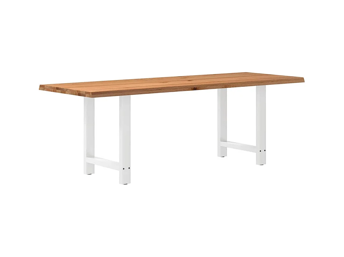 Table à manger marron clair bois de chêne massif rectangulaire