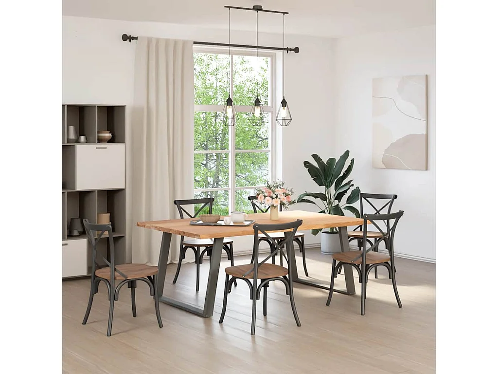 Table à manger marron clair 200x120x74 cm bois de chêne massif