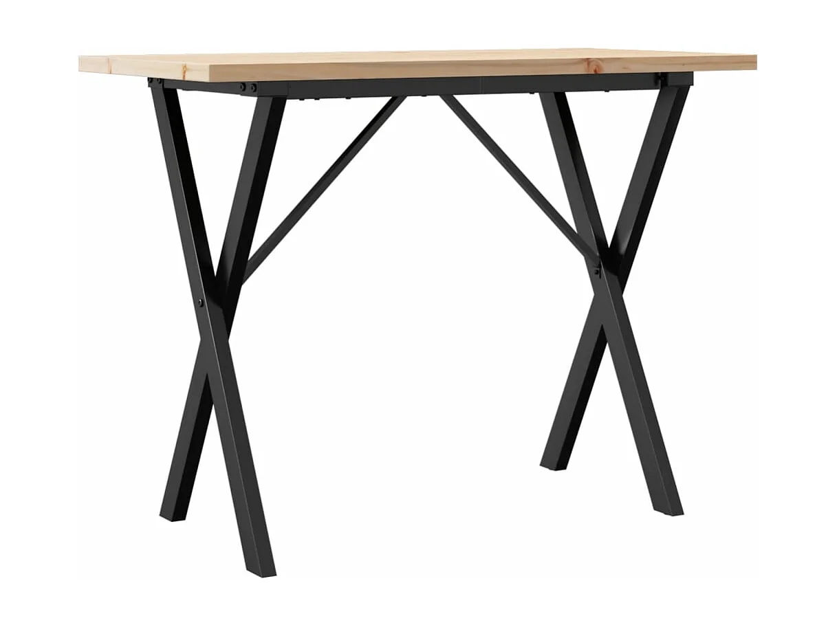 Mesa comedor marco X madera maciza pino y hierro 100x50x75,5 cm