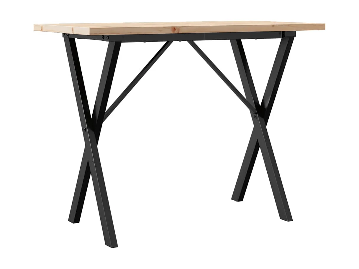 Mesa comedor marco X madera maciza pino y hierro 100x50x75,5 cm