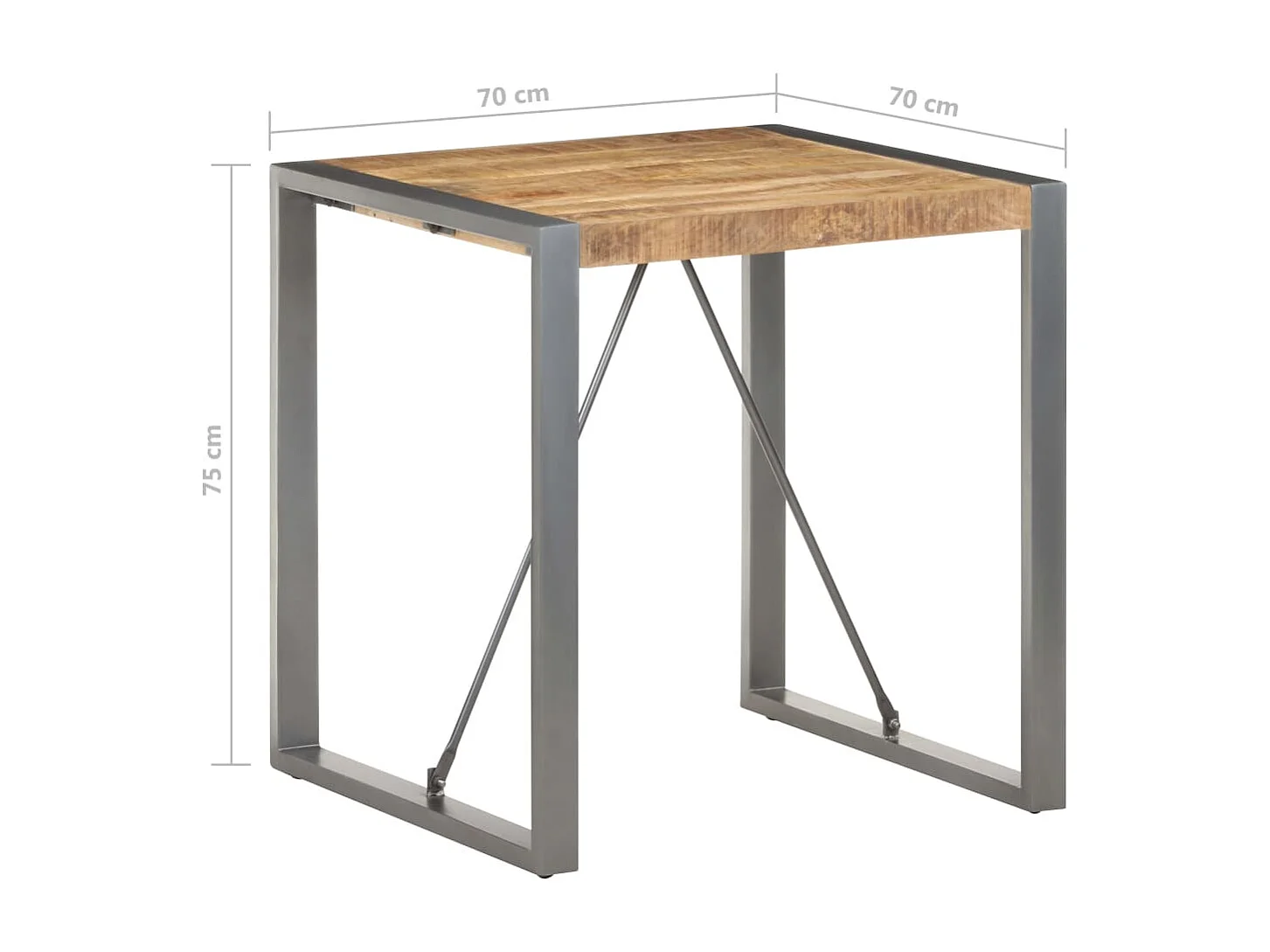 Table de salle à manger 70x70x75cm Bois de manguier massif brut