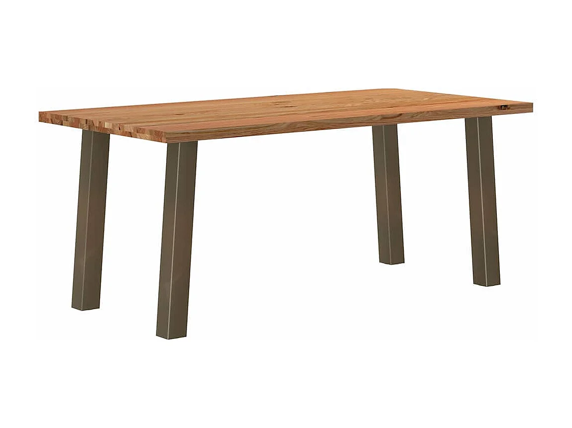 Table à manger marron clair bois de chêne massif rectangulaire