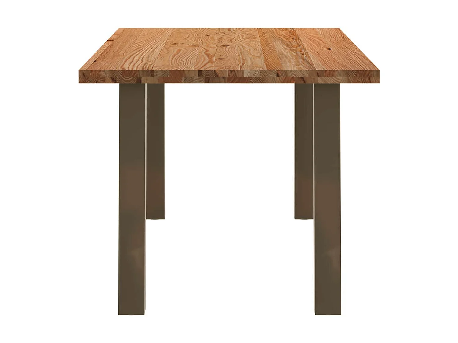 Table à manger marron clair bois de chêne massif rectangulaire