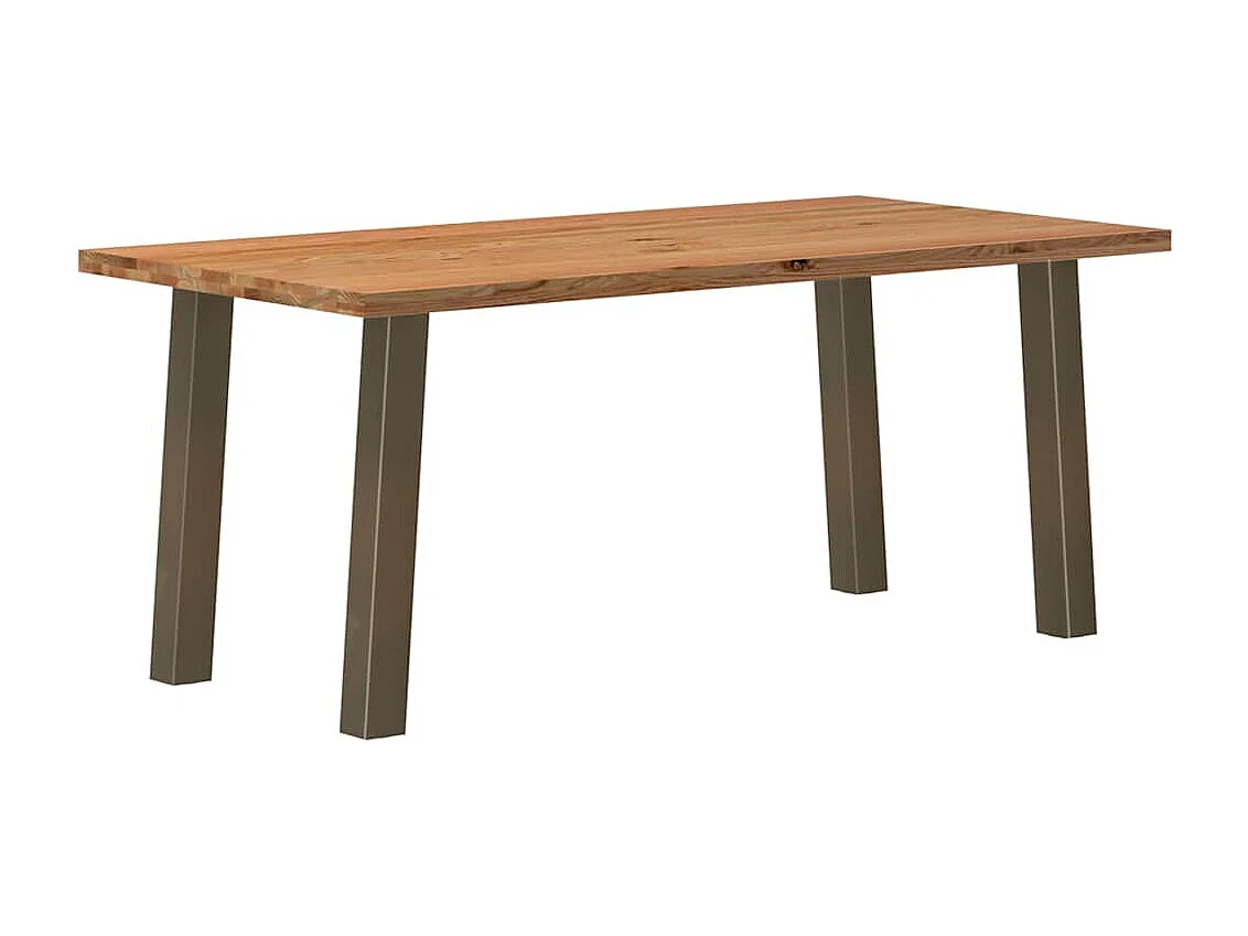 Table à manger marron clair bois de chêne massif rectangulaire