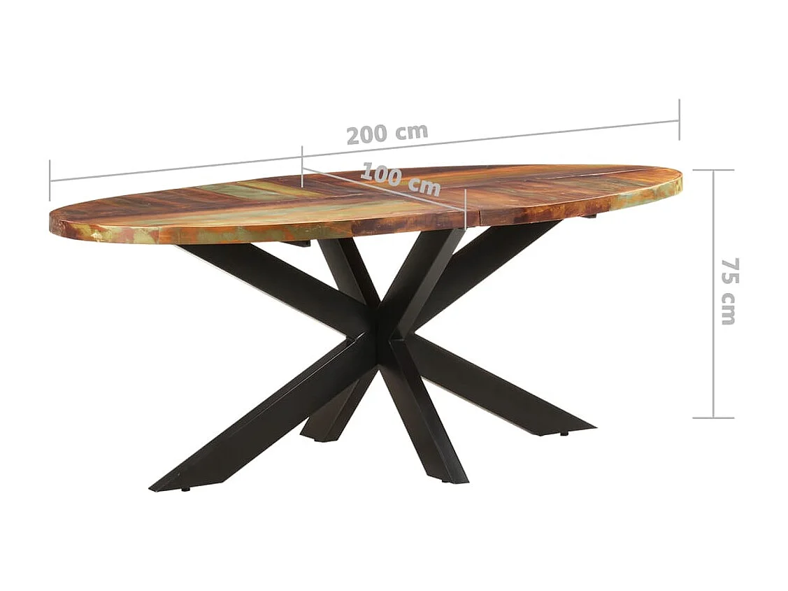 Table à manger ovale 200x100x75 cm Bois de récupération solide