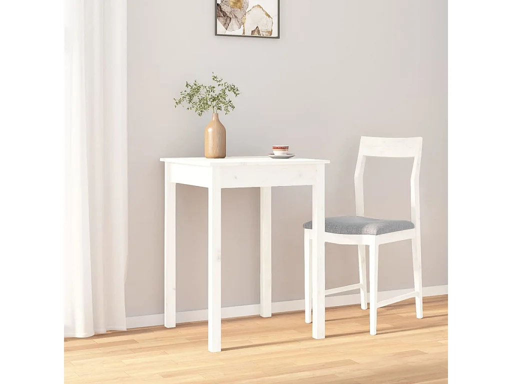 Mesa de comedor madera maciza de pino blanca 55x55x75 cm