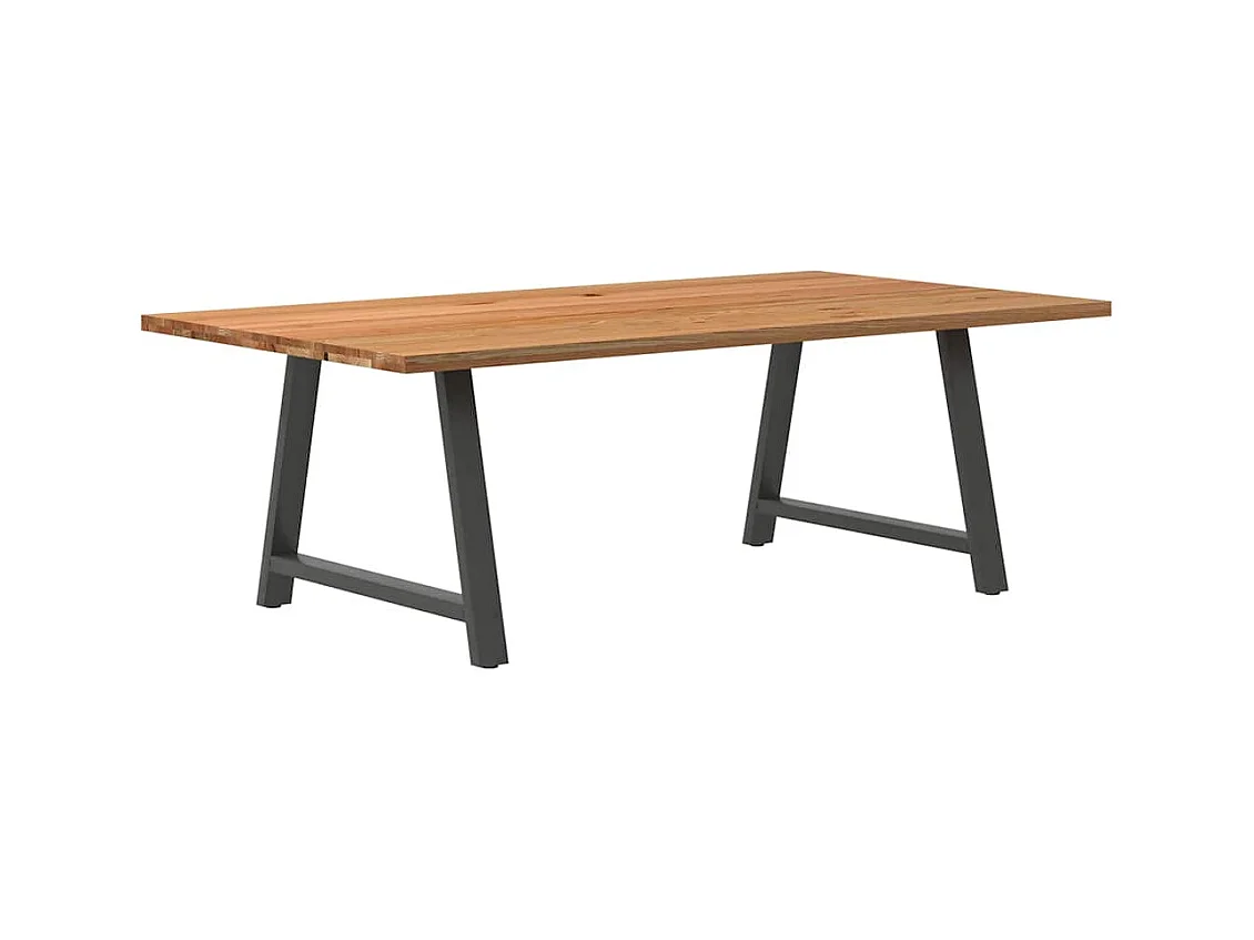 Eettafel rechthoekig 220x120x74 cm massief eikenhout lichtbruin