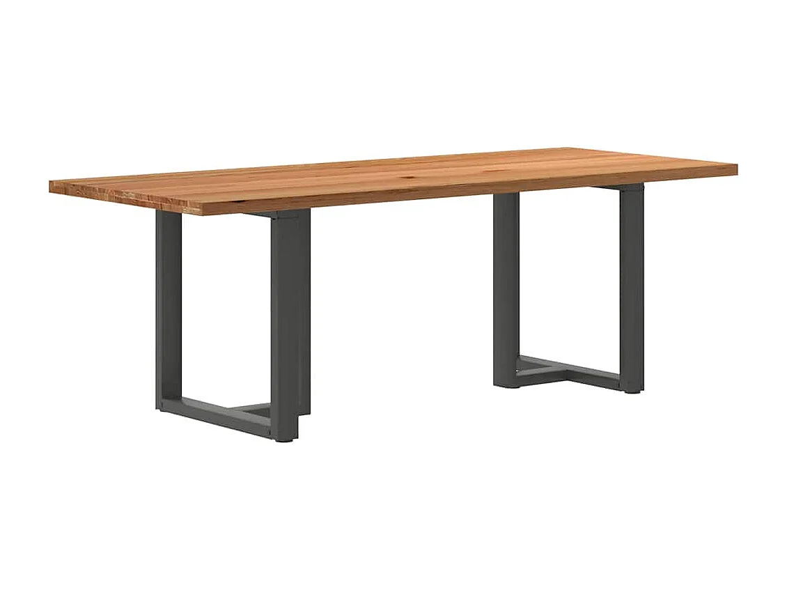 Table à manger marron clair bois de chêne massif rectangulaire