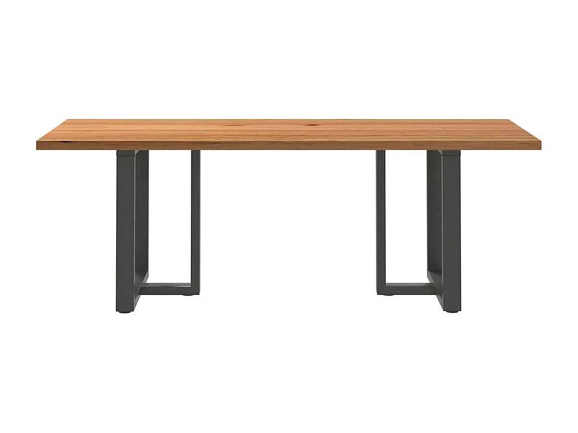 Table à manger marron clair bois de chêne massif rectangulaire