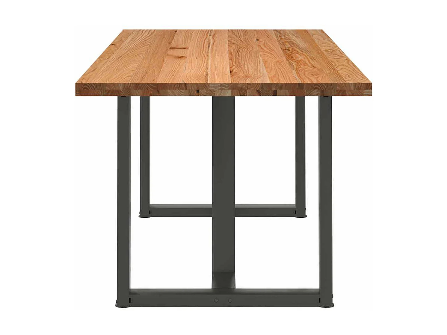 Table à manger marron clair bois de chêne massif rectangulaire