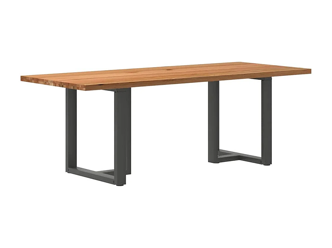 Table à manger marron clair bois de chêne massif rectangulaire