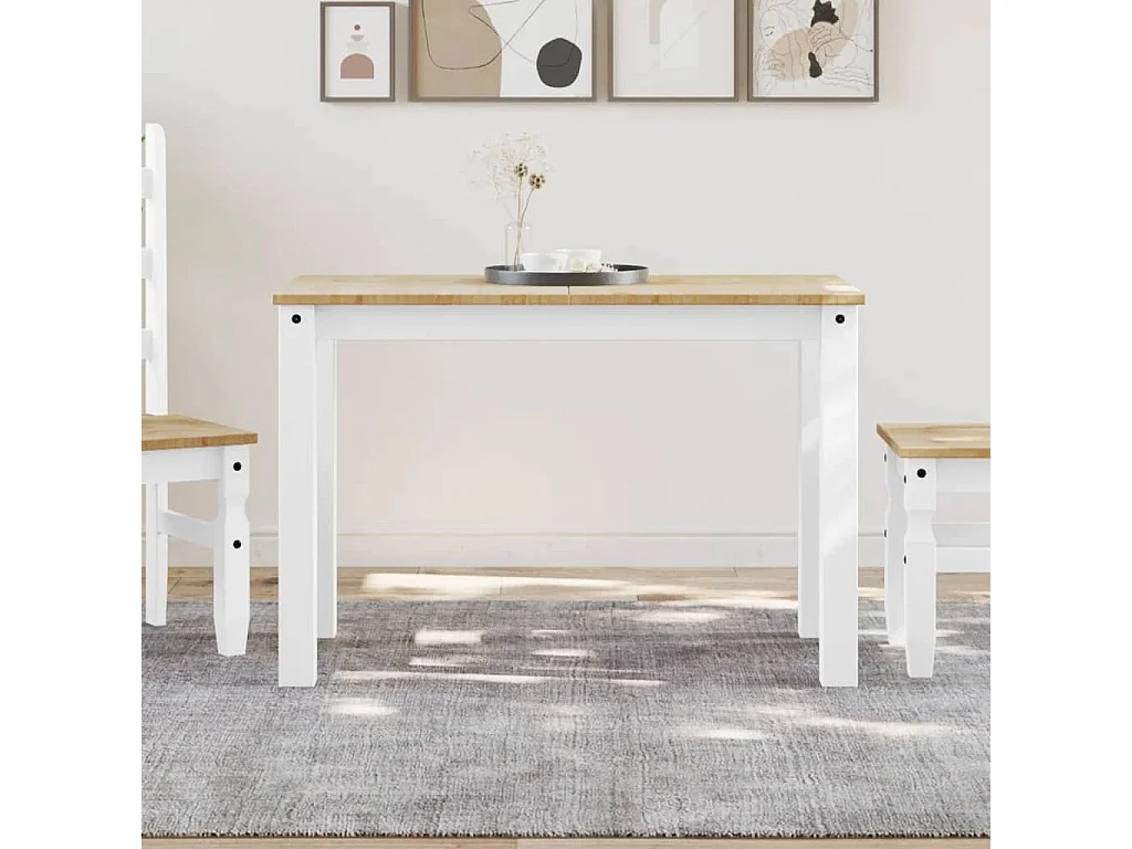 Table à manger Panama blanc 117x60x75 cm bois massif de pin