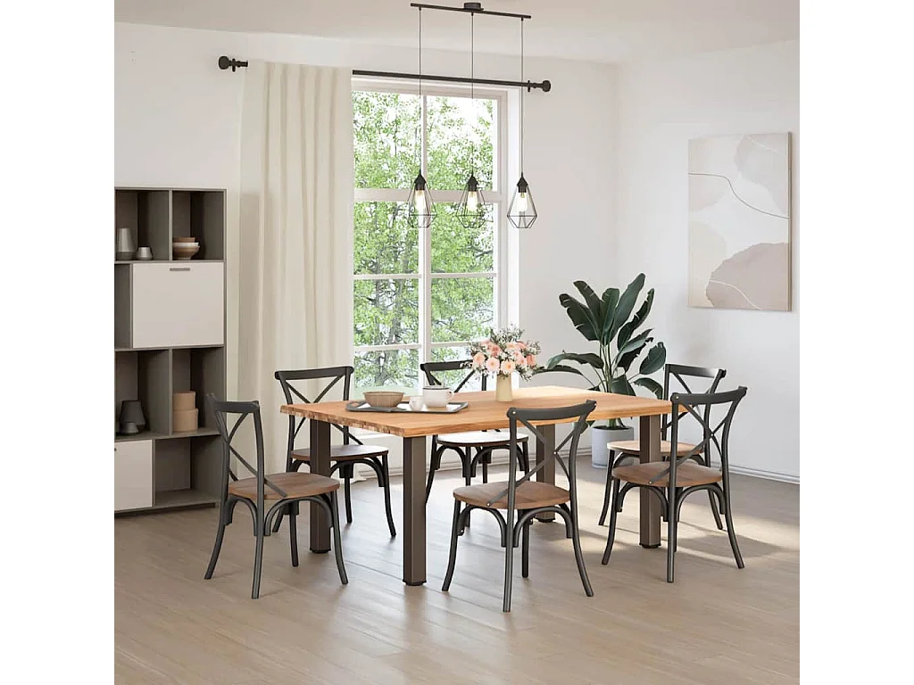 Eettafel rechthoekig 180x120x74 cm massief eikenhout lichtbruin