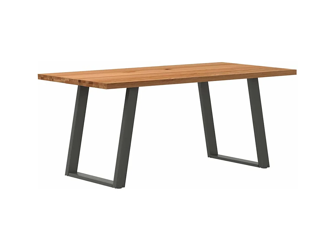 Table à manger marron clair bois de chêne massif rectangulaire