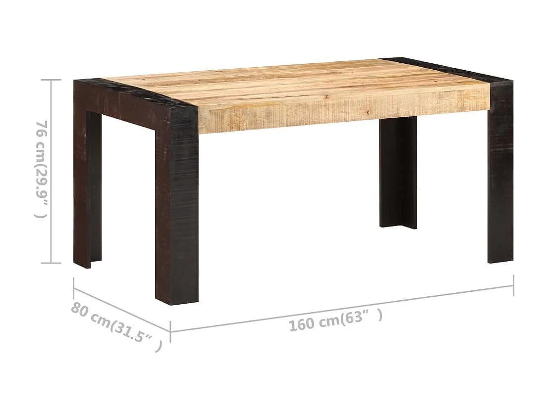 Mesa de comedor de madera maciza de mango 160x80x76 cm