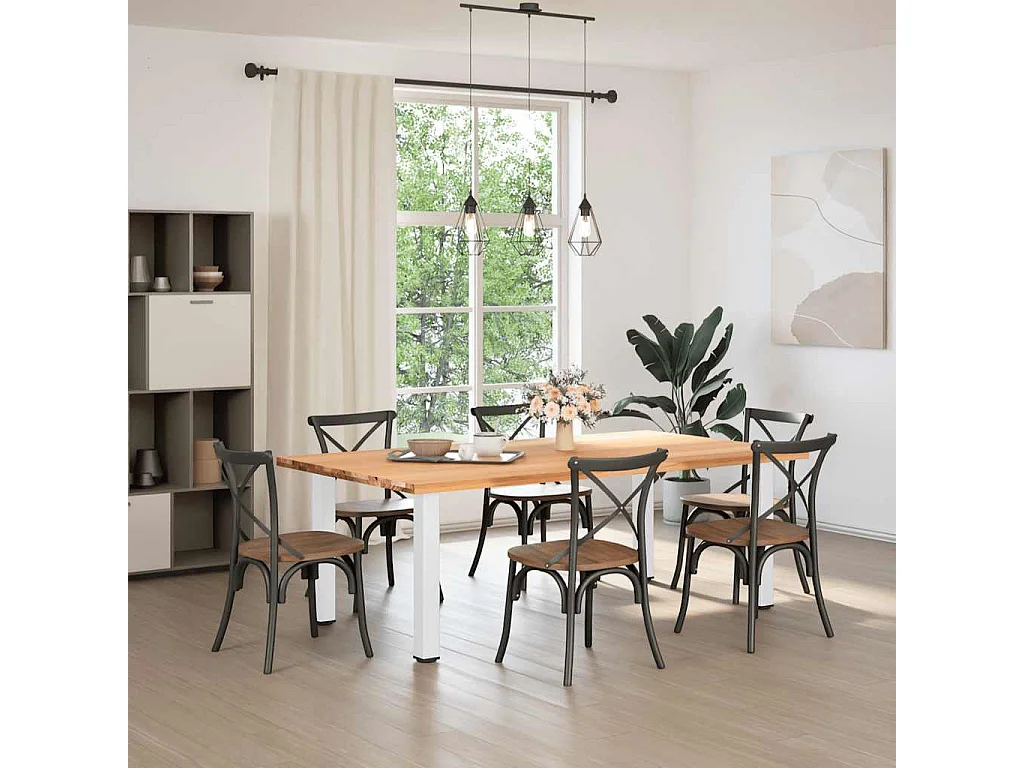 Eettafel rechthoekig 220x120x74 cm massief eikenhout lichtbruin