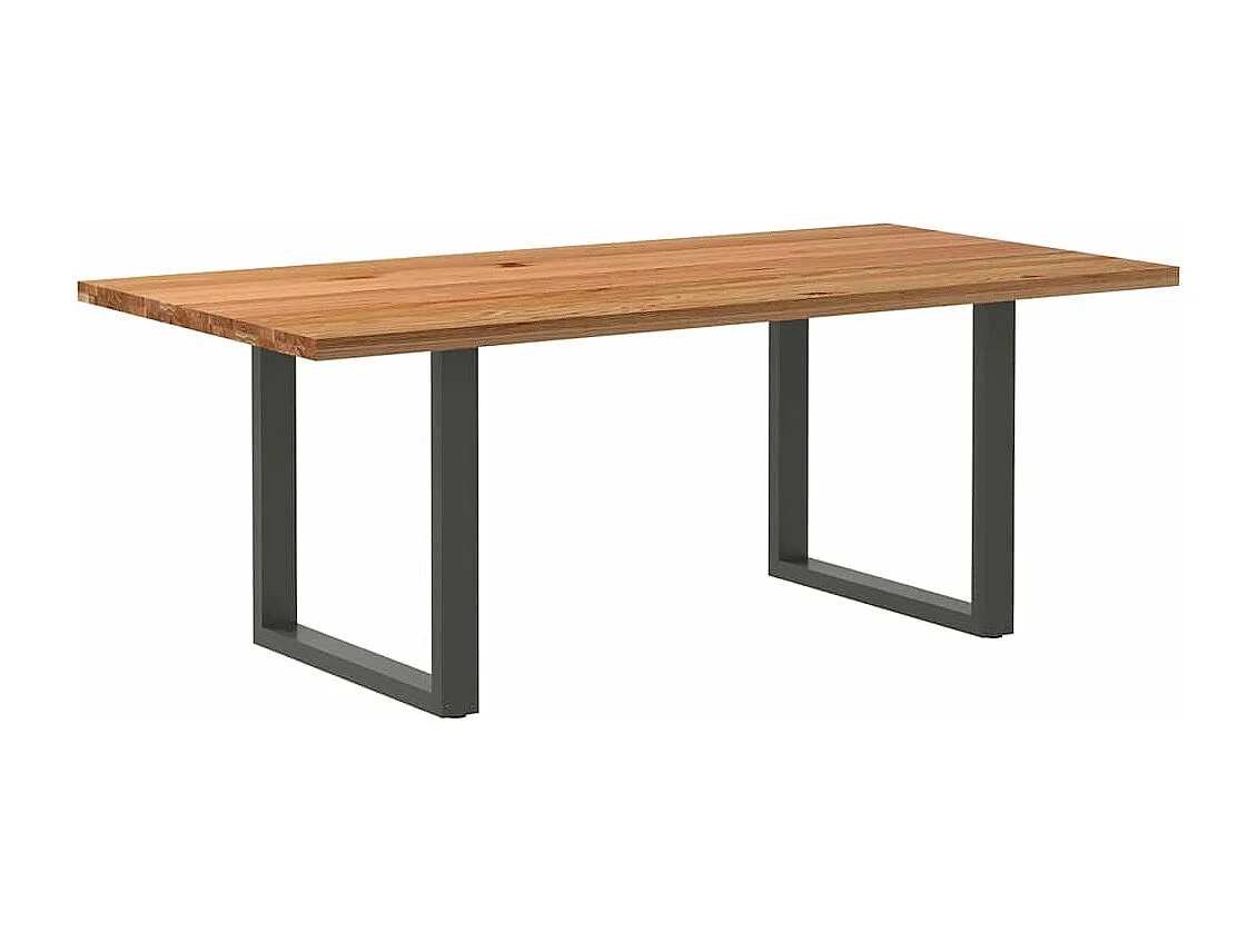 Table à manger marron clair bois de chêne massif rectangulaire