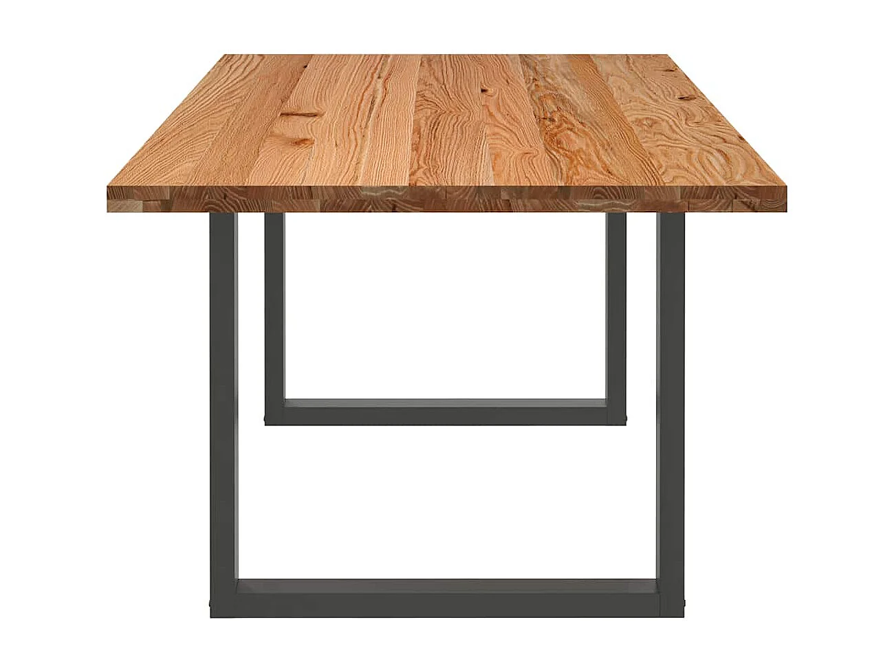 Table à manger marron clair bois de chêne massif rectangulaire