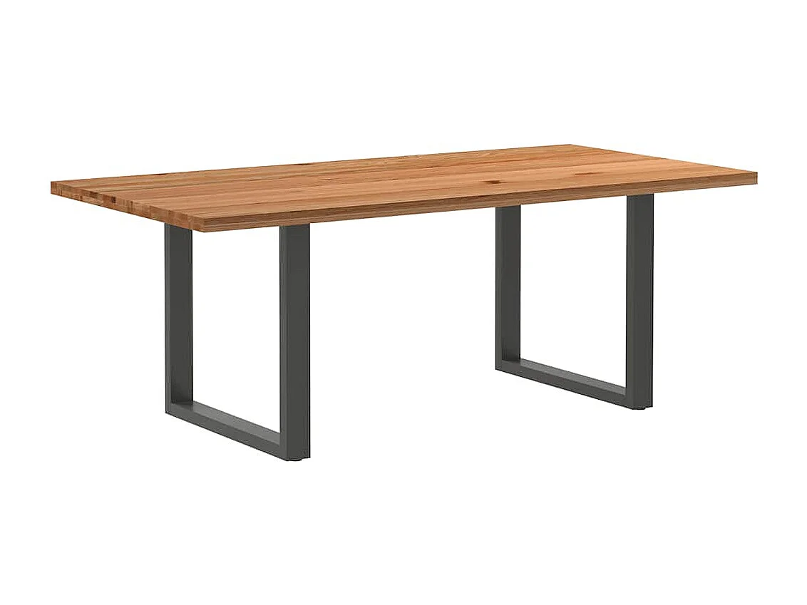 Table à manger marron clair bois de chêne massif rectangulaire