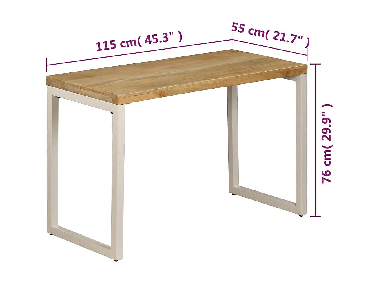 Table de salle à manger 115x55x76 cm Bois de manguier et acier