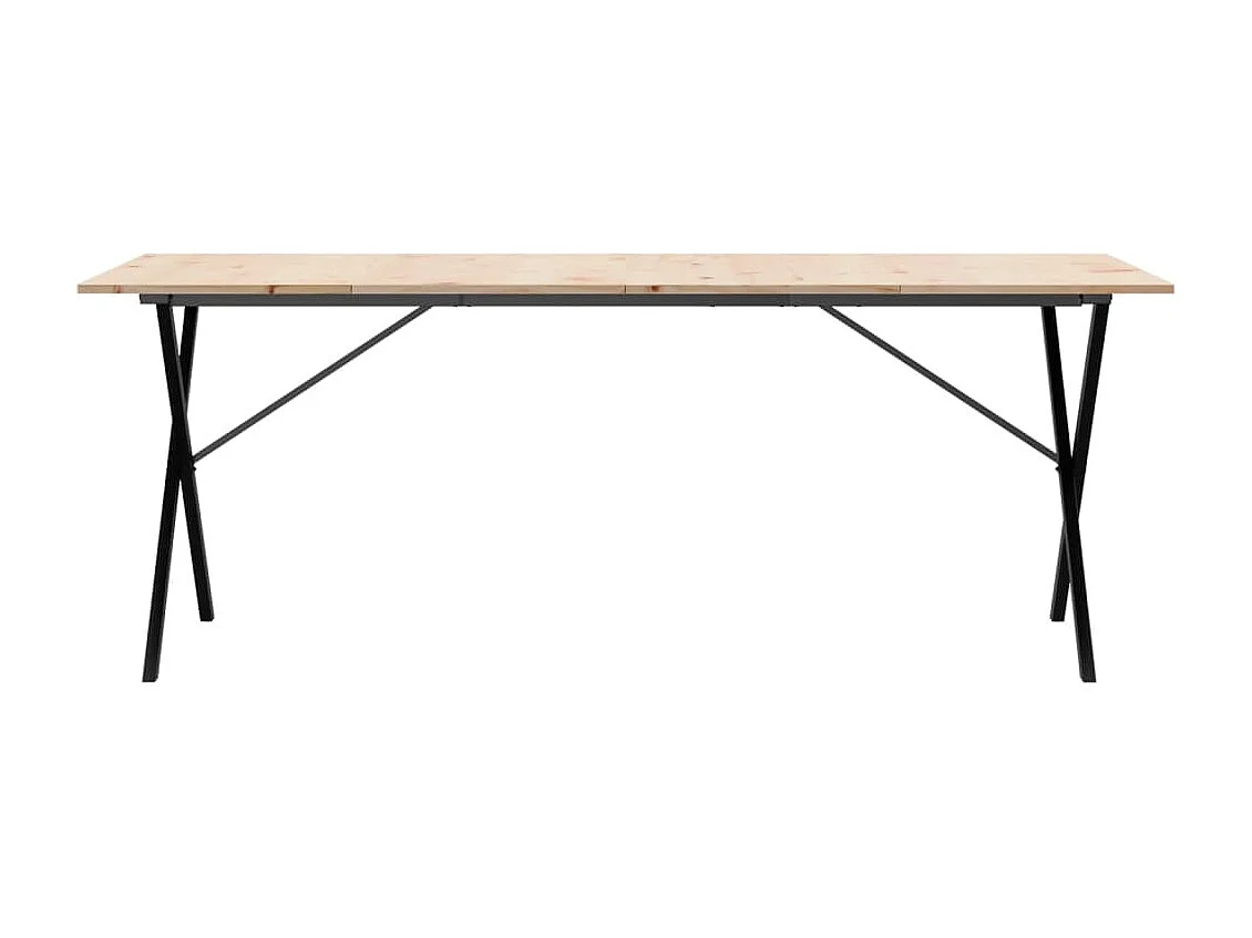 Table à manger cadre en X 200x100x75cm bois de pin massif fonte