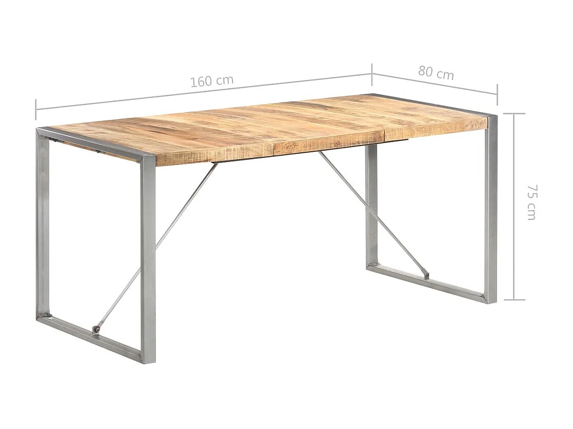 Table à manger 160x80x75 cm Bois de manguier massif brut