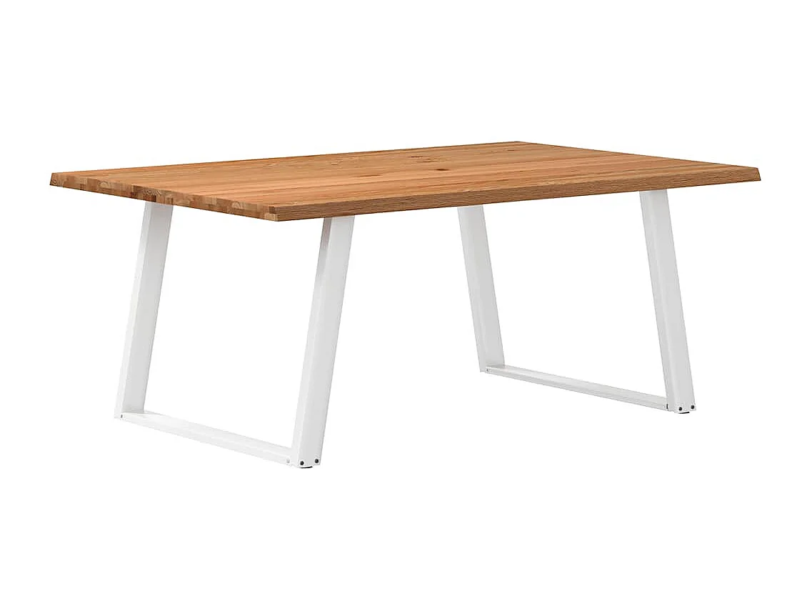 Table à manger marron clair bois de chêne massif