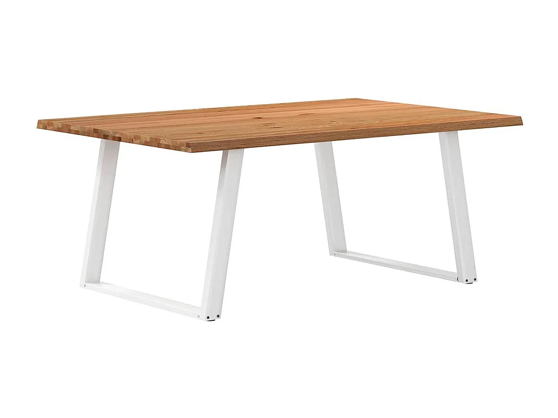 Table à manger marron clair bois de chêne massif