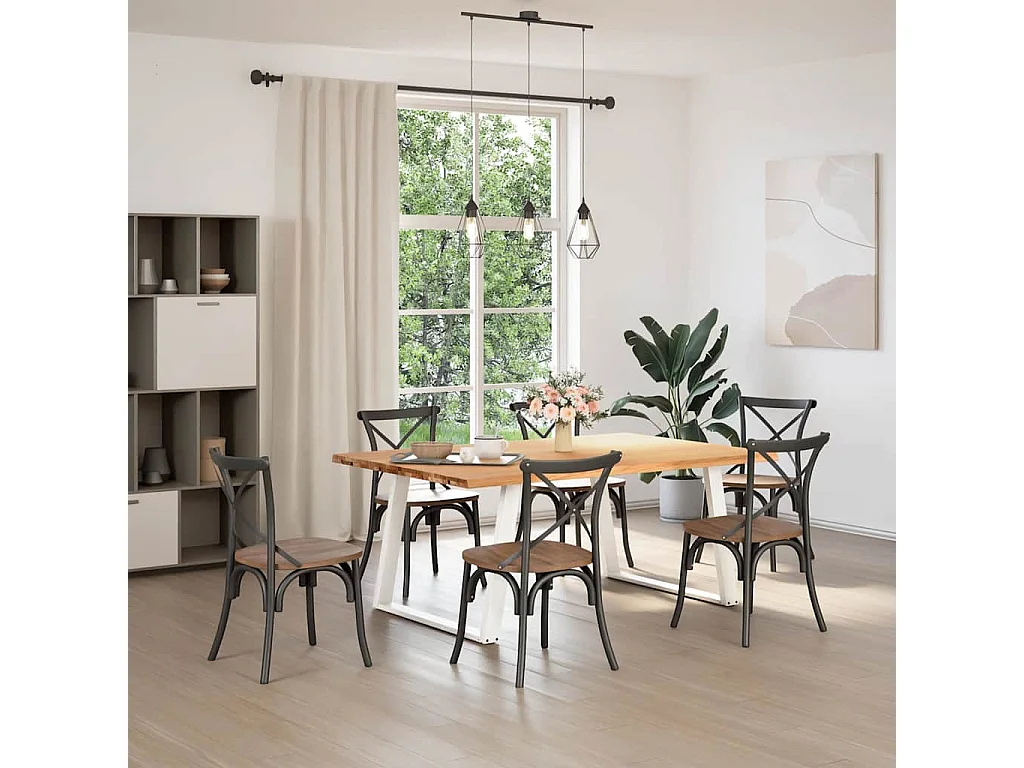 Eettafel 180x120x74 cm massief eikenhout lichtbruin