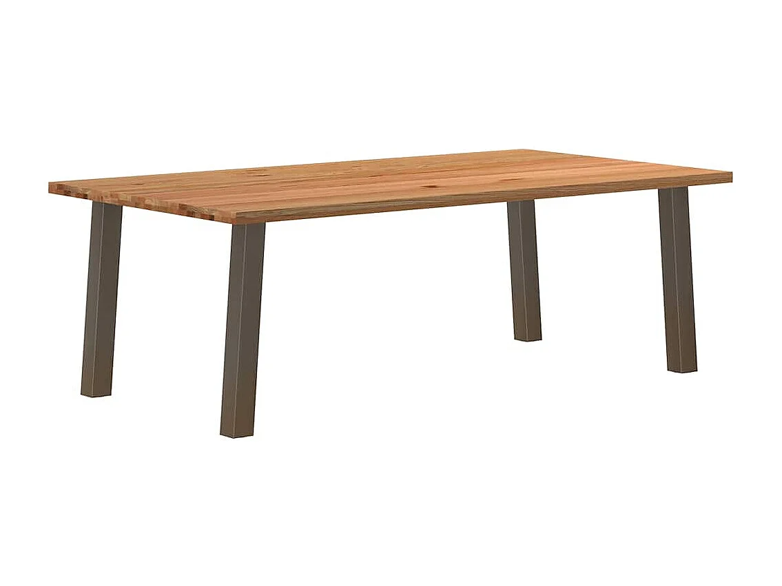 Table à manger marron clair bois de chêne massif rectangulaire