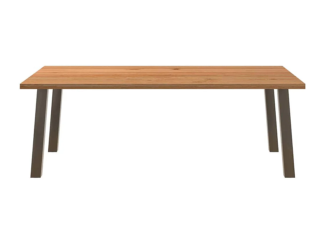 Table à manger marron clair bois de chêne massif rectangulaire