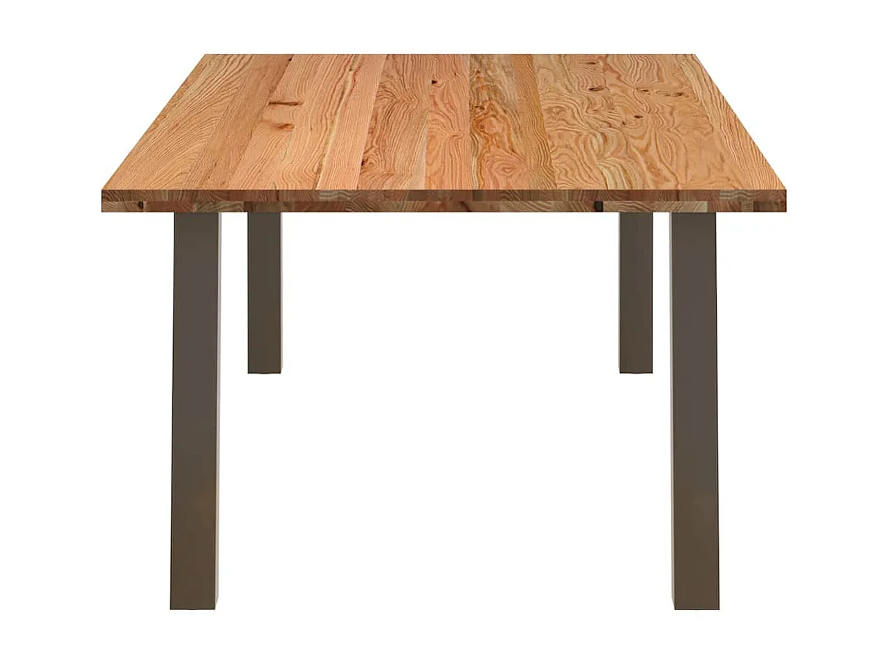 Table à manger marron clair bois de chêne massif rectangulaire