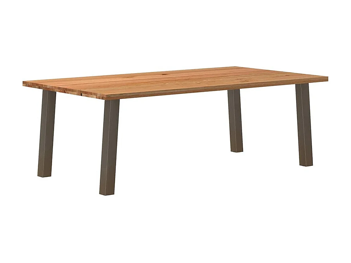 Table à manger marron clair bois de chêne massif rectangulaire