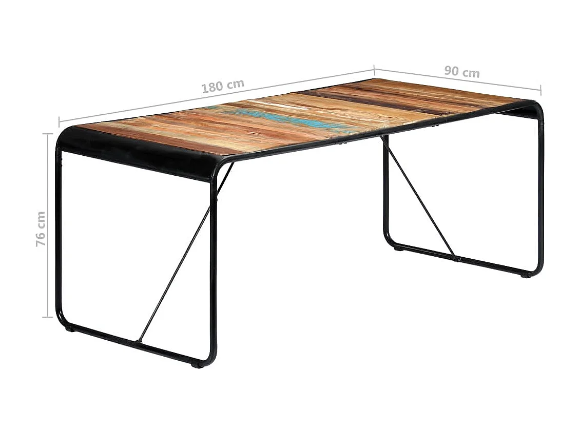Mesa de comedor de madera maciza reciclada 180x90x76 cm
