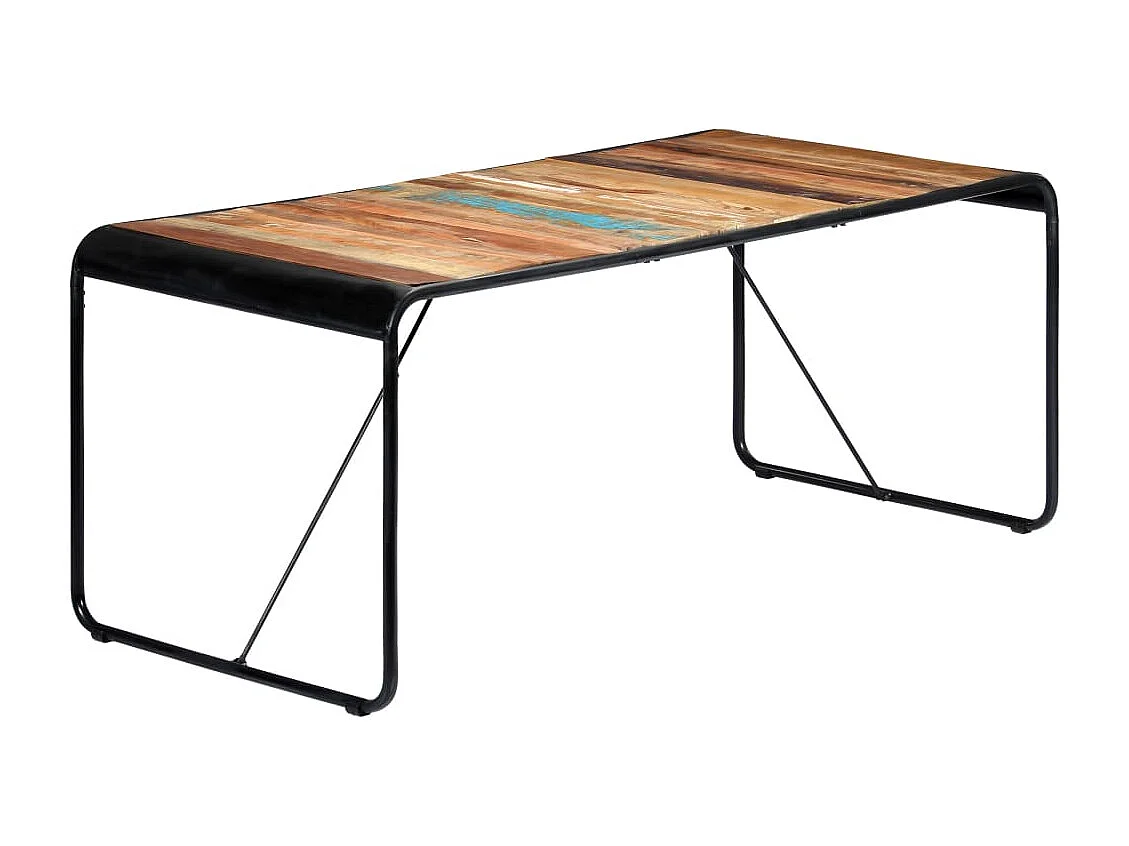Mesa de jantar 180x90x76 cm madeira recuperada maciça