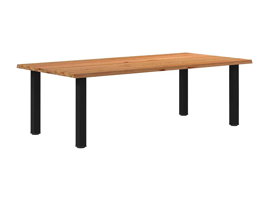 Table à manger marron clair bois de chêne massif rectangulaire