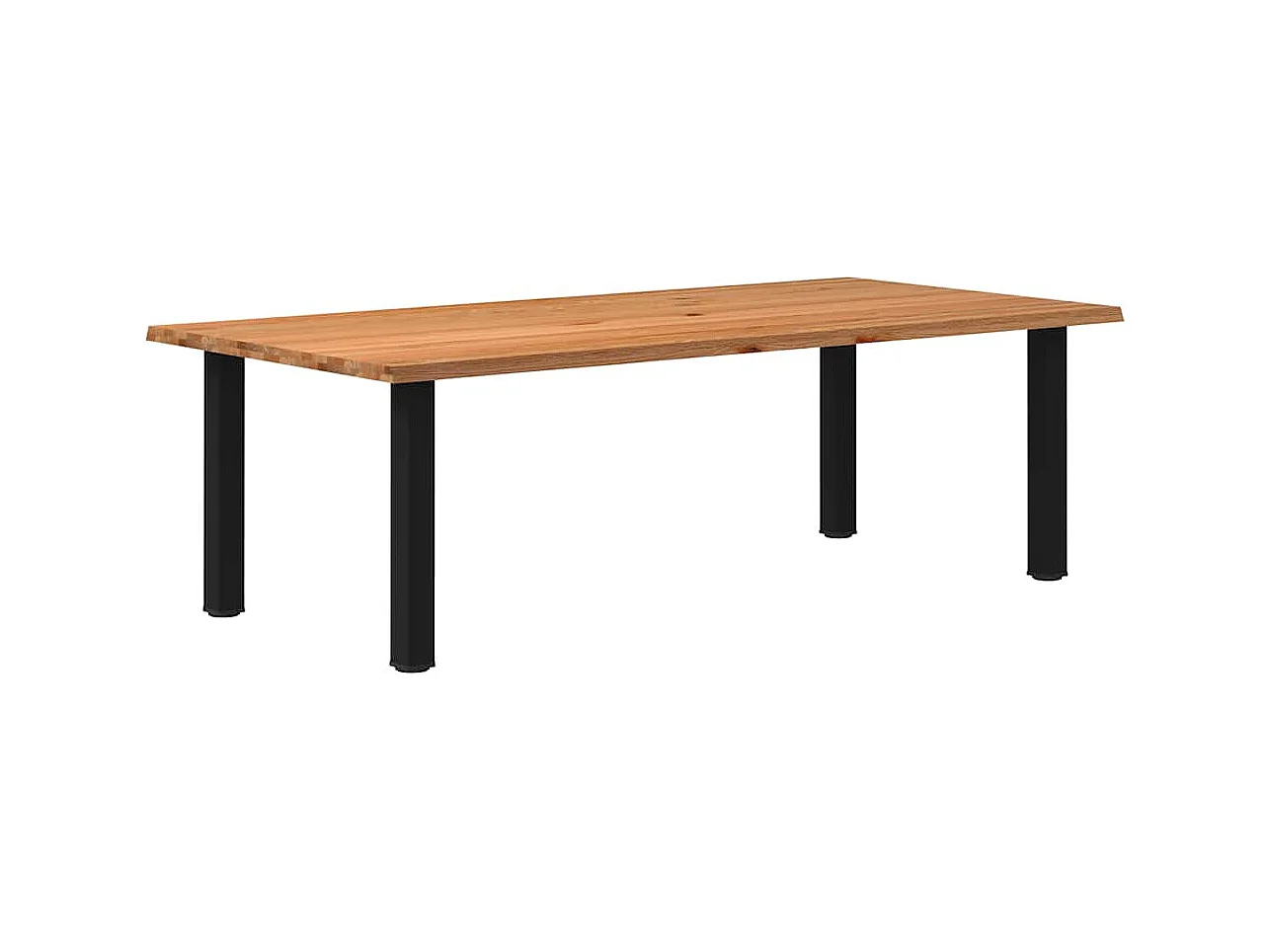 Table à manger marron clair bois de chêne massif rectangulaire