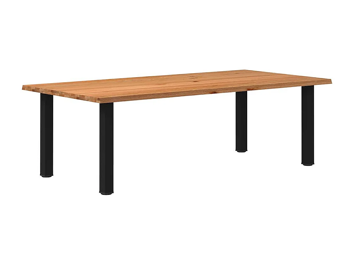 Table à manger marron clair bois de chêne massif rectangulaire