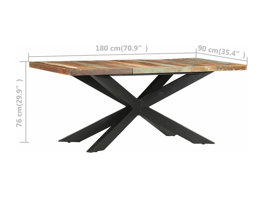 Table de salle à manger 180x90x76cm Bois de récupération solide