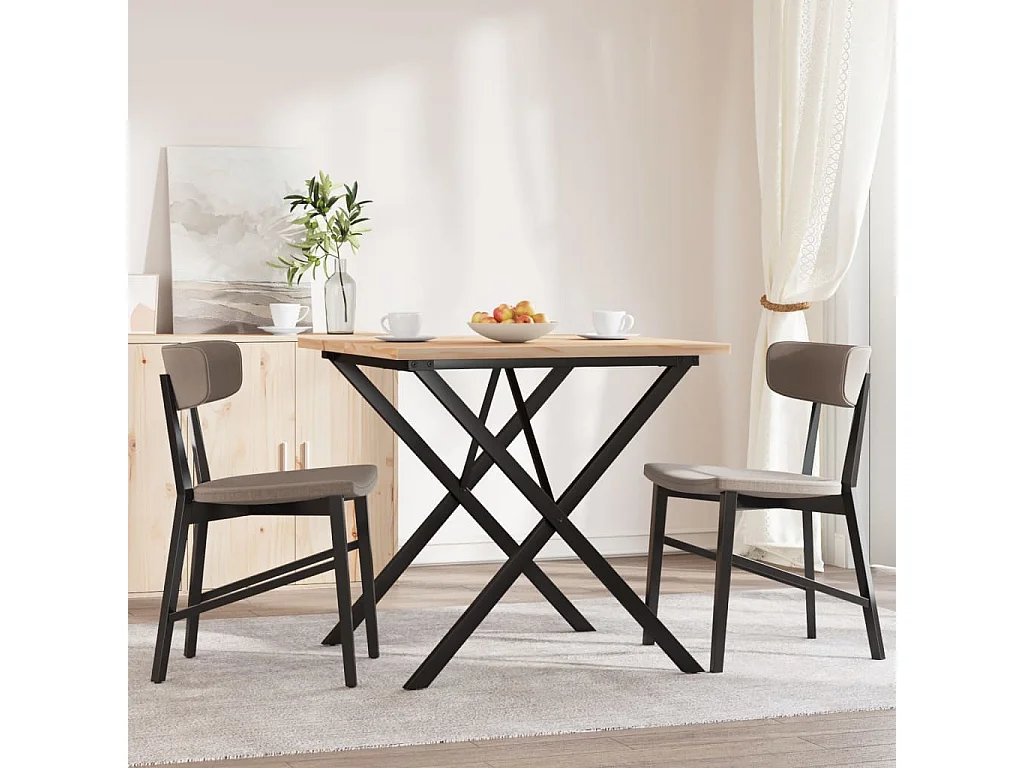 Eettafel X-frame 90x90x75,5 cm massief grenenhout en staal