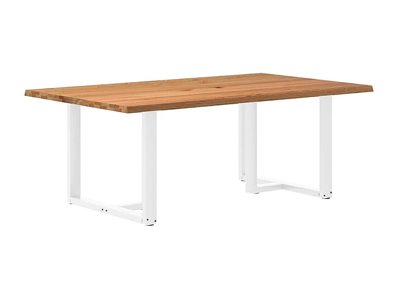 Table à manger marron clair bois de chêne massif rectangulaire