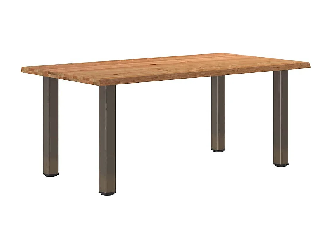 Table à manger marron clair bois de chêne massif rectangulaire