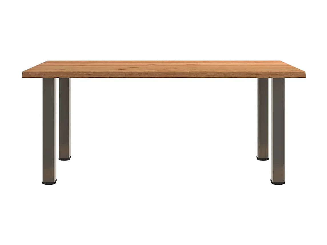 Table à manger marron clair bois de chêne massif rectangulaire