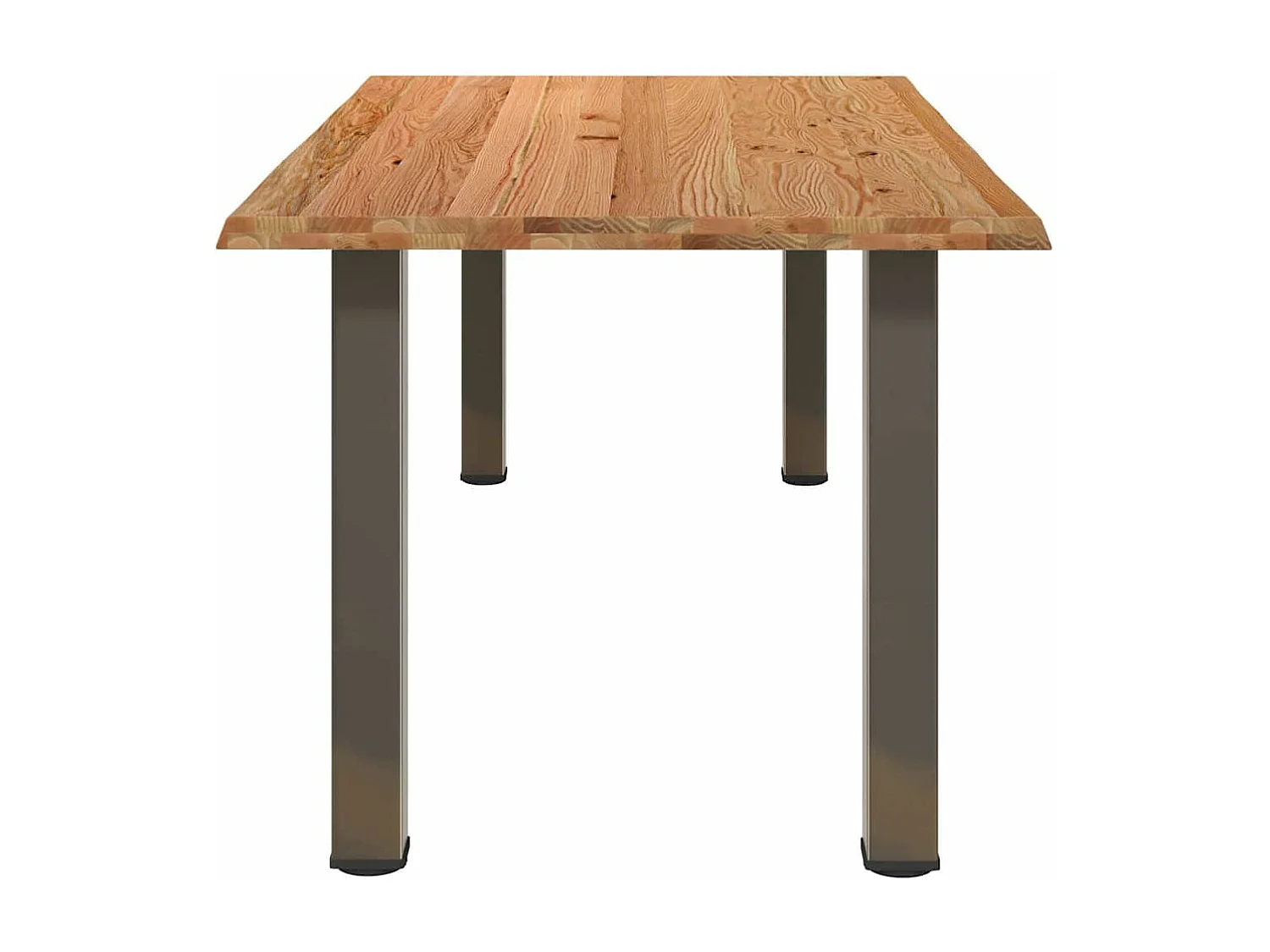 Table à manger marron clair bois de chêne massif rectangulaire