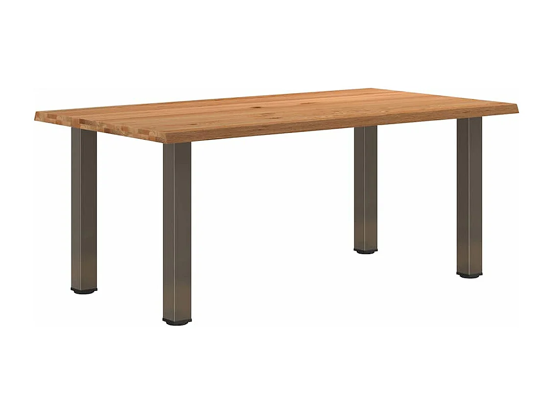 Table à manger marron clair bois de chêne massif rectangulaire